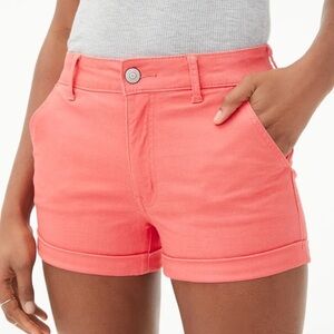 High-Rise Twill Midi Shorts